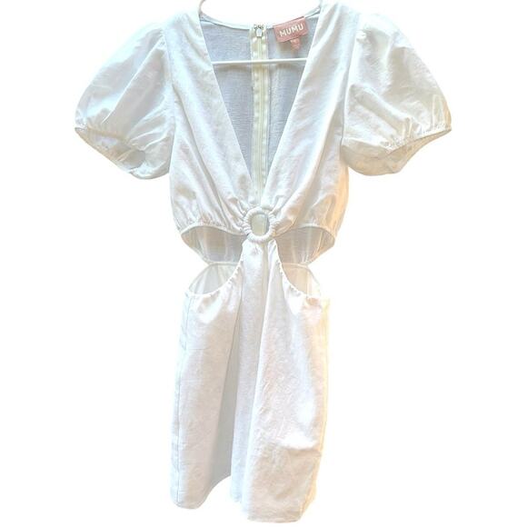 NWT Show Me Your MuMu Jessa Cutout Mini Dress in White Size Small Retail $168 - Picture 4 of 7